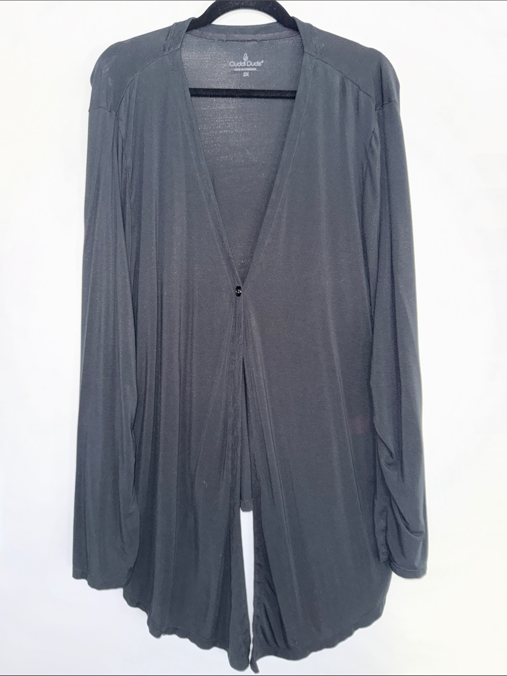 Cuddl Duds Black Open-Front Lightweight Cardigan